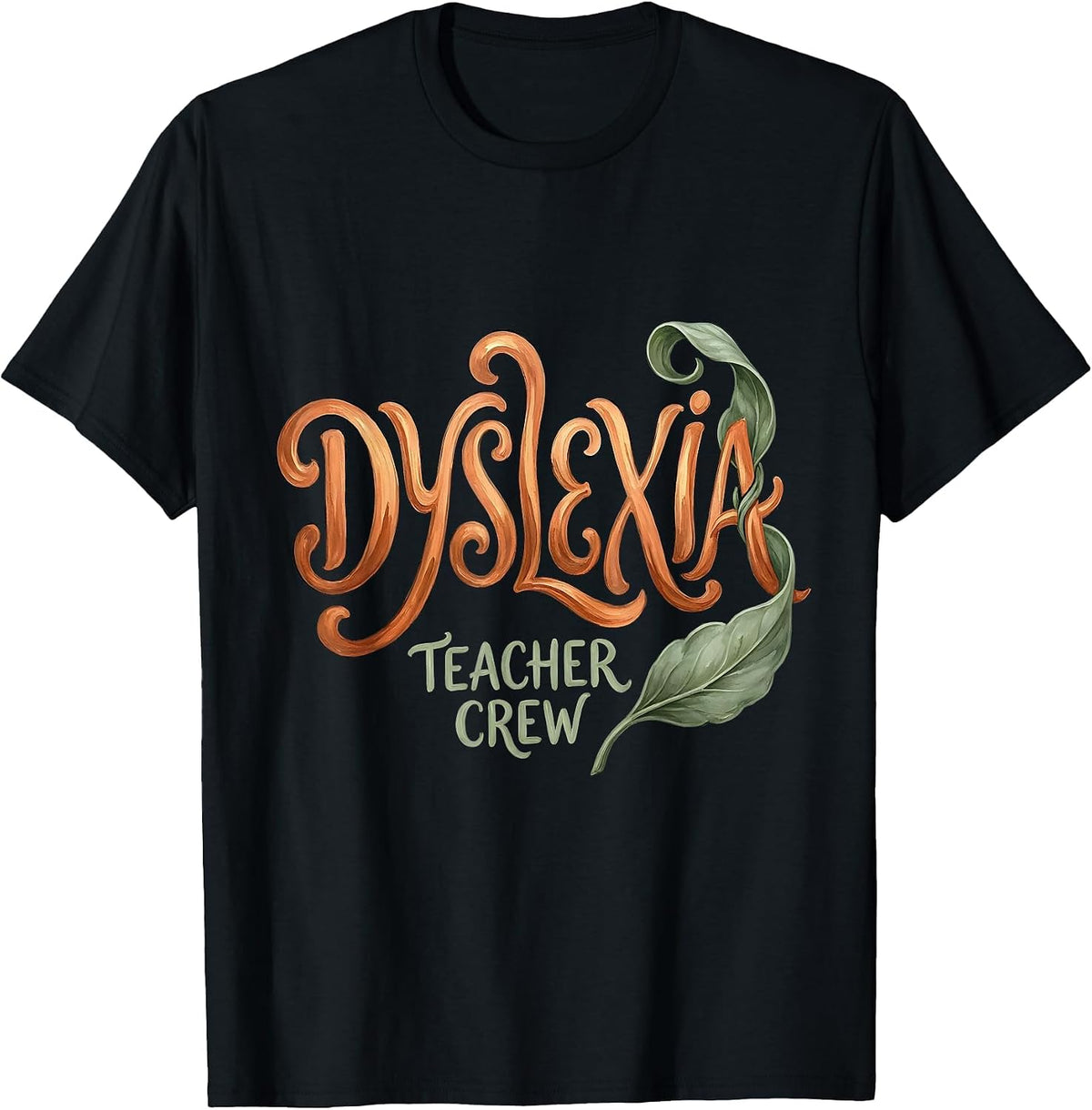 Men's Dyslexia Teacher Crew Boho Typography Dyslexia Awareness T-Shirt - Black
