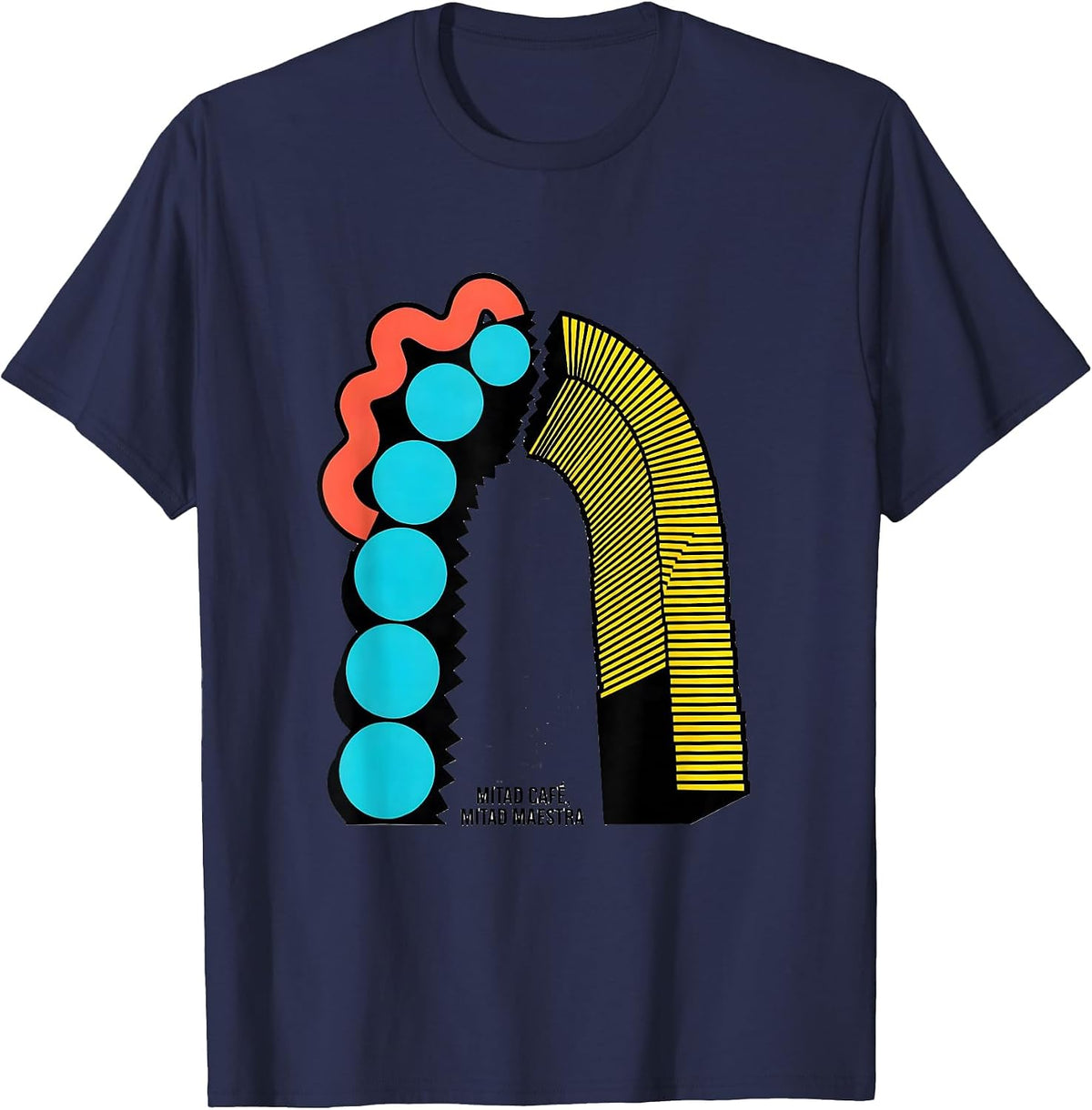 Men's Mitad Café Mitad Maestra Memphis Postmodern Spanish Teacher T-Shirt - Navy Blue