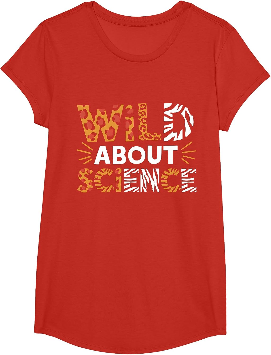 Wild About Science Teacher Animal Print Appreciation T-Shirt - Girls Red
