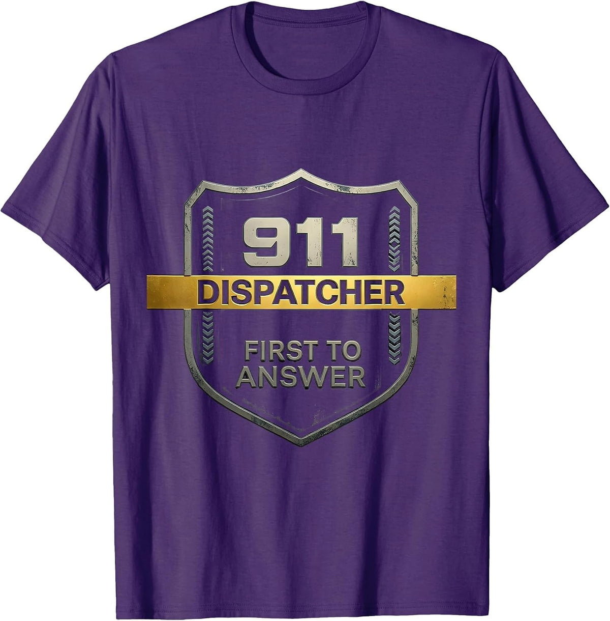 911 Dispatcher First To Answer Thin Gold Line Tribute T-Shirt - Purple
