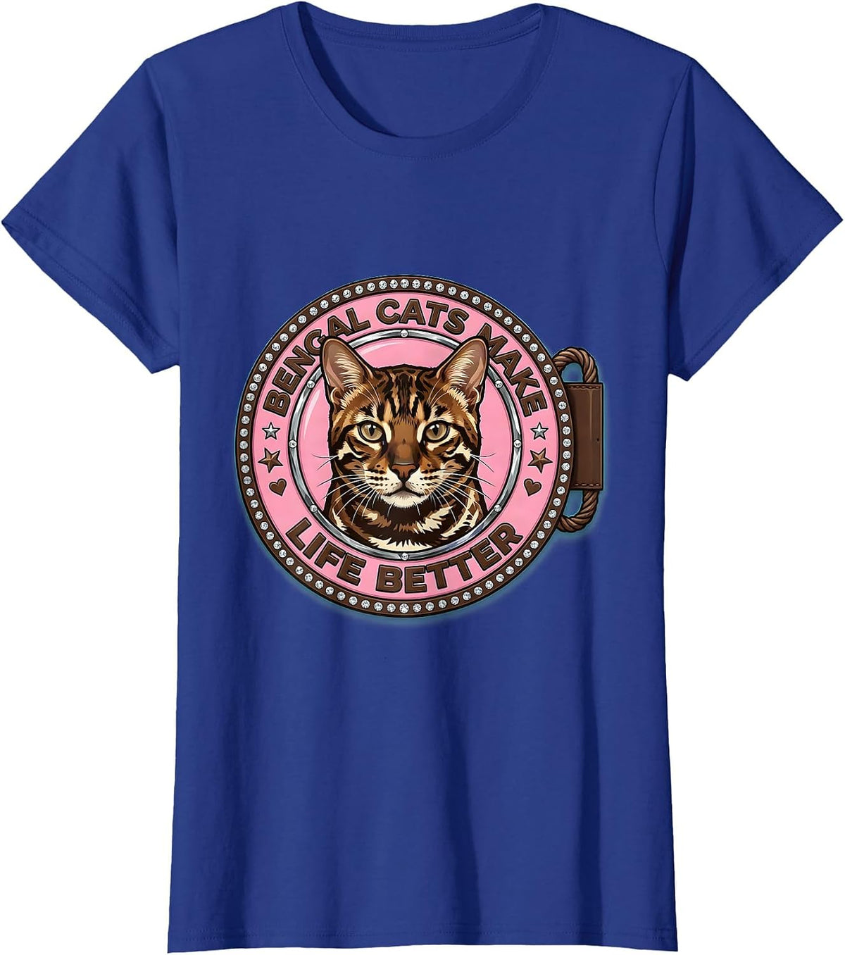 Women's Bengal Cats Make Life Better Cat Lover Design T-Shirt - Royal Blue
