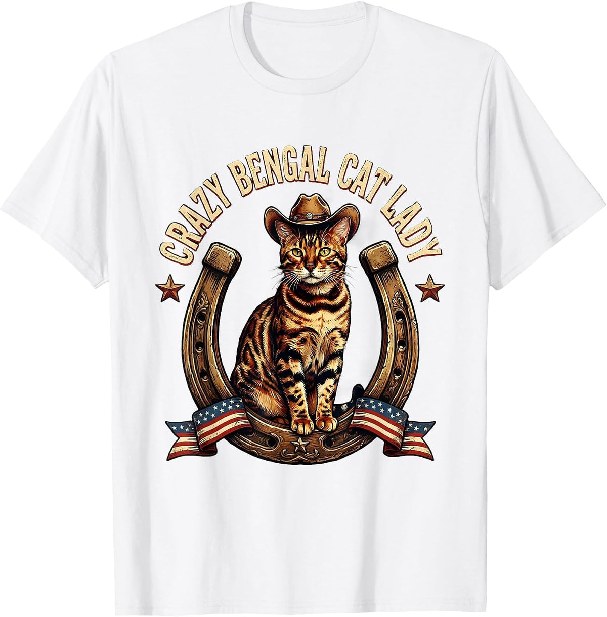 Men's Crazy Bengal Cat Lady Cat Lover Design T-Shirt - White
