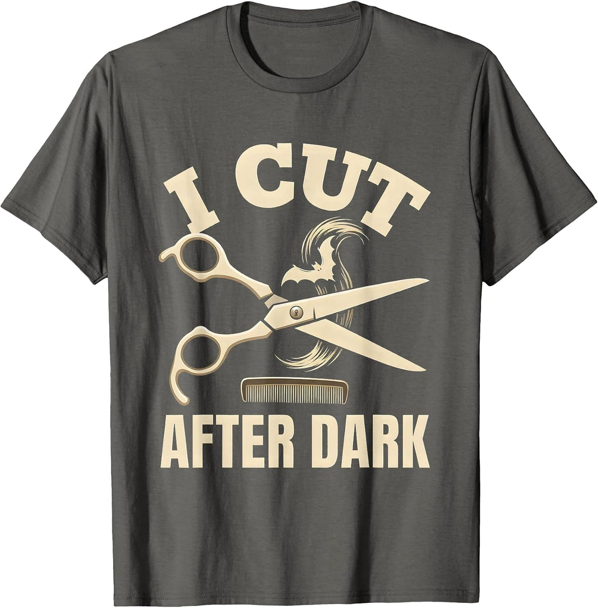 Men's I Cut After Dark Silly Skeleton Halloween Hairstylist Barber T-Shirt - Asphalt Grey