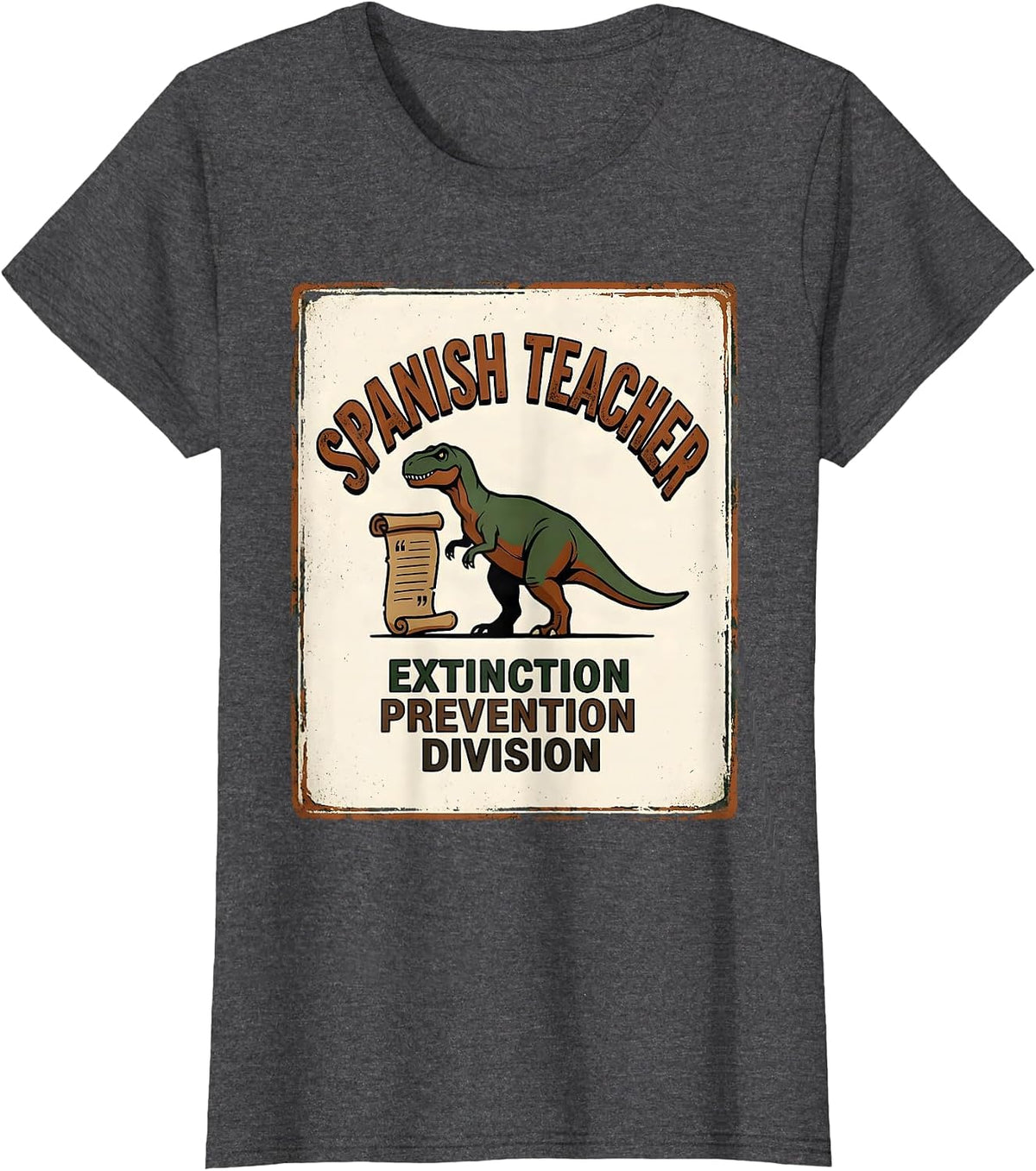 Women's Spanish Teacher, Extinction Prevention Division Vintage T-Shirt - Dark Heather Grey