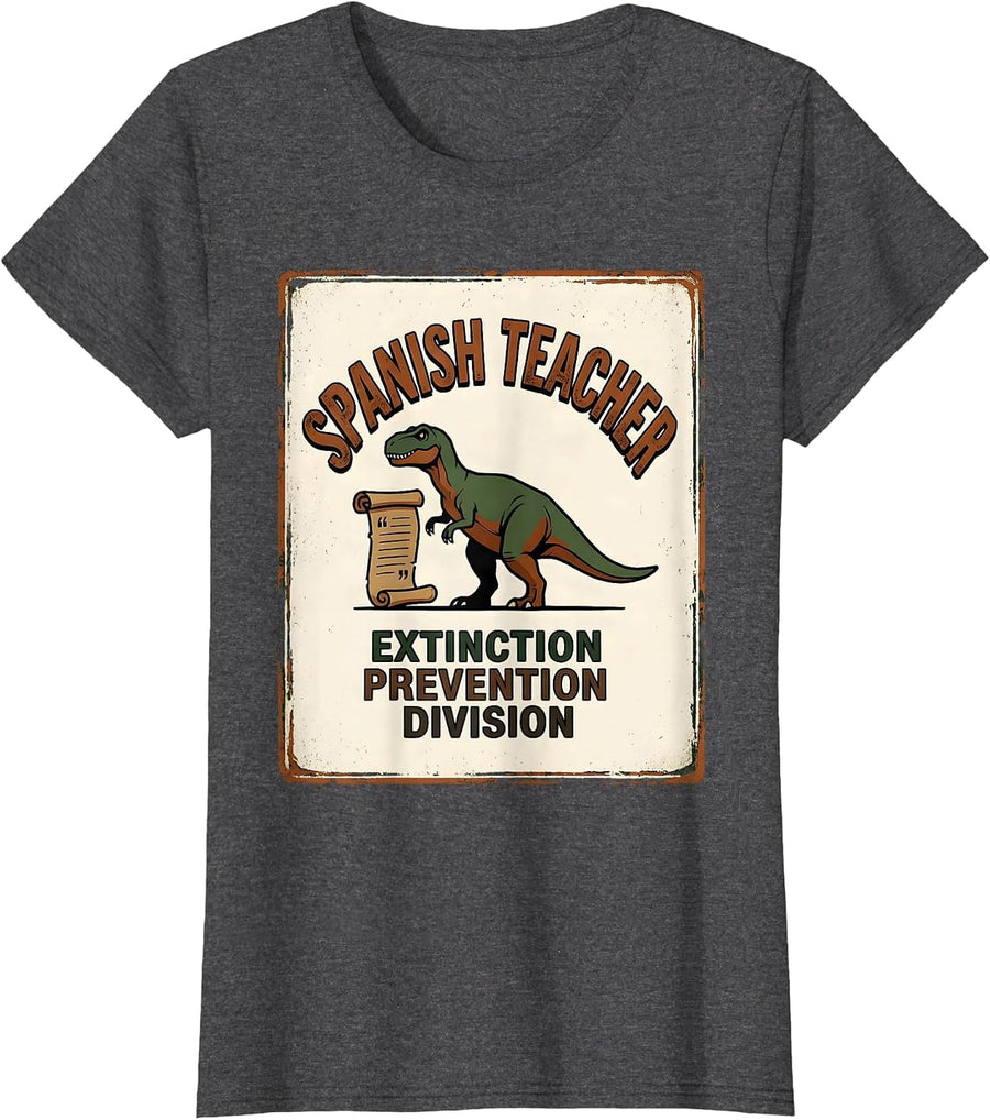 Women's Spanish Teacher, Extinction Prevention Division Vintage T-Shirt - Dark Heather Grey