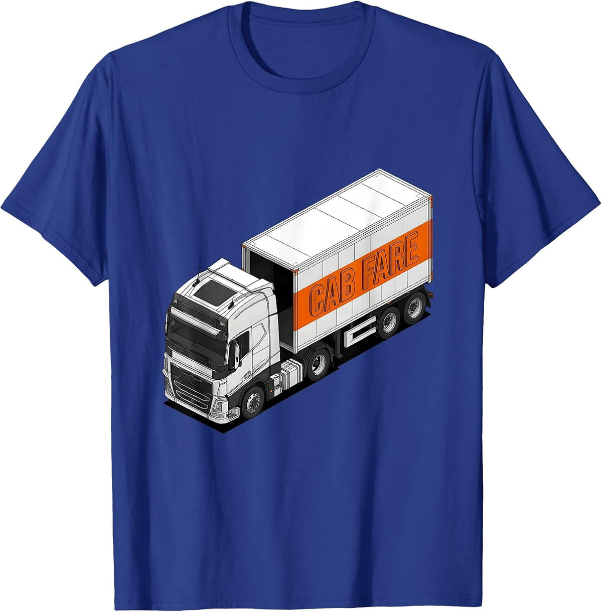Cab Fare Brutalist Graphic Semi Truck Driver Pickup Truck T-Shirt - Royal Blue