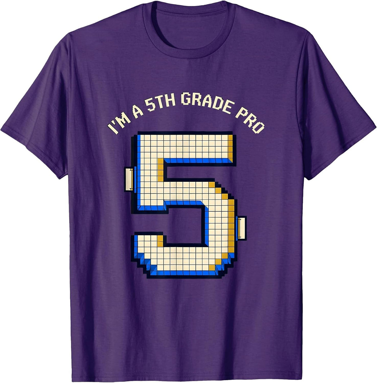 I'm A 5th Grade Pro Pixel Art Back To School Kids Humor T-Shirt - Purple