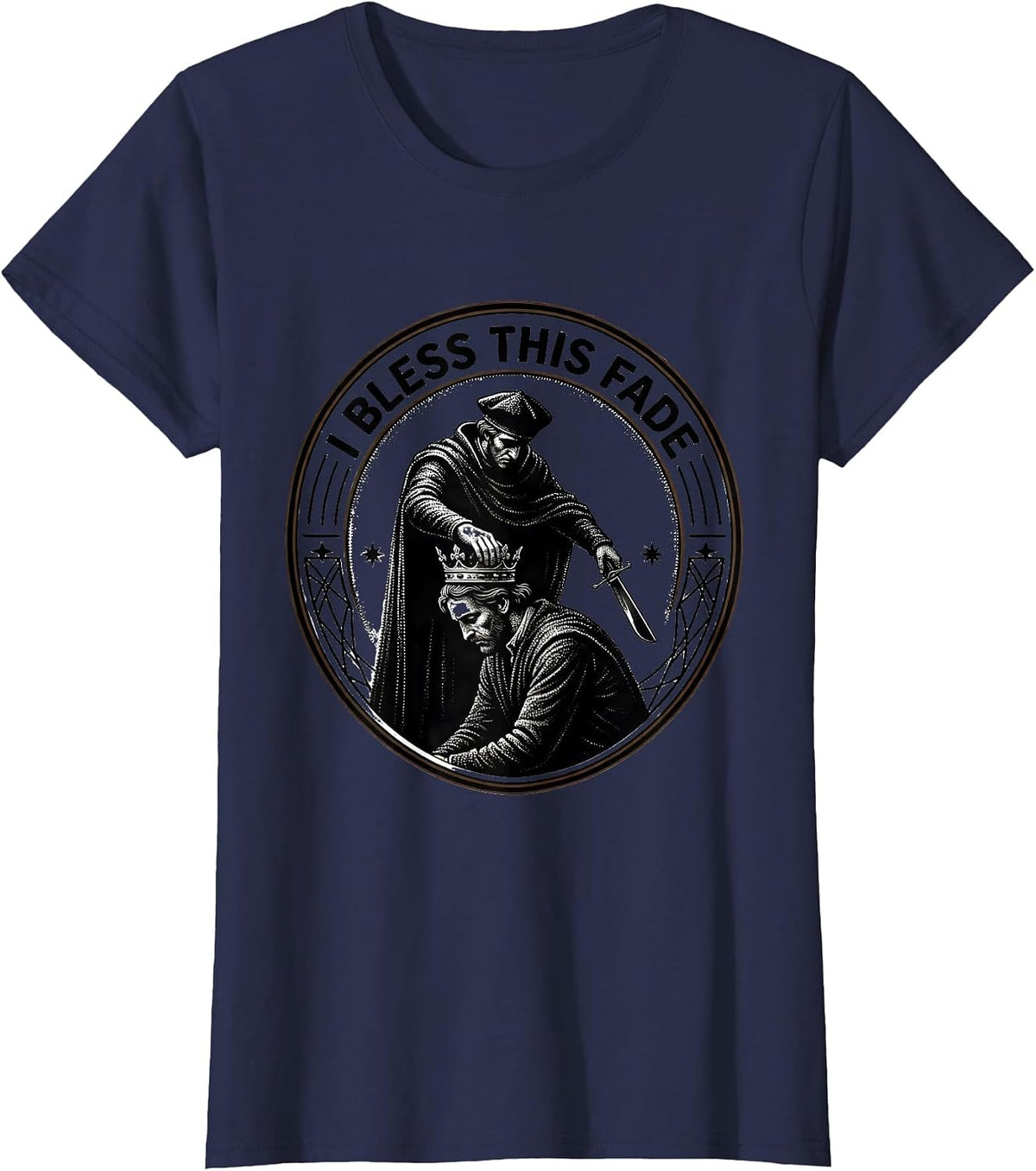 Women's I Bless This Fade Funny Hairdresser Barber Trade Humor Gift T-Shirt - Navy Blue
