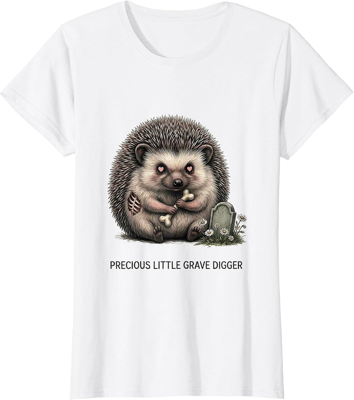 Precious Little Grave Digger Alt Goth Y2K Grunge T-Shirt - White