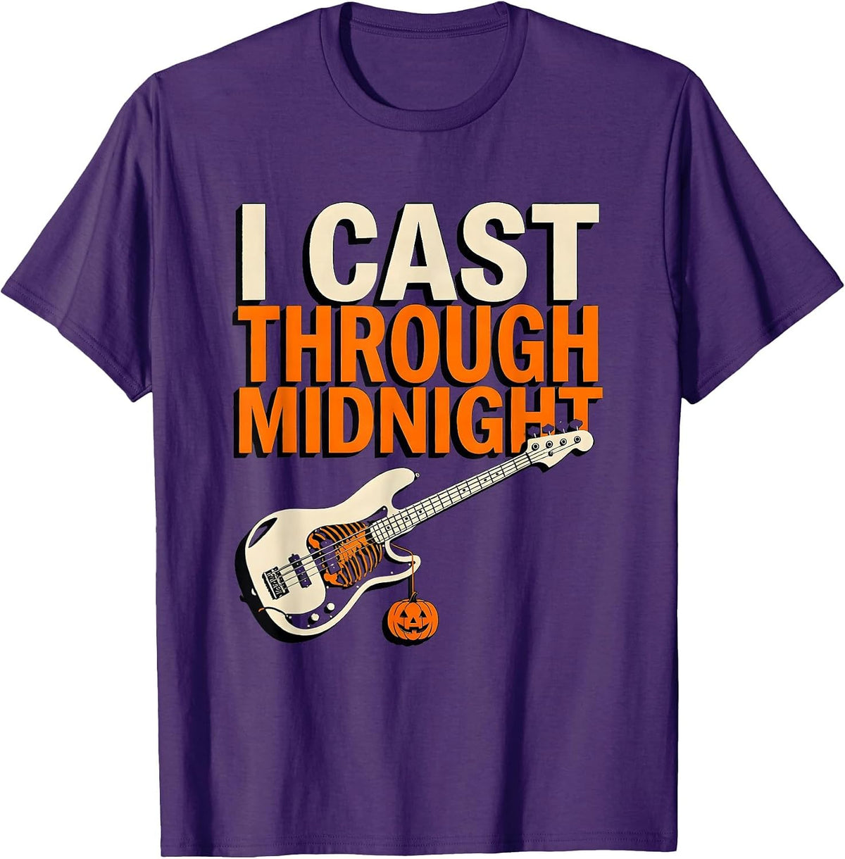 I Cast Through Midnight Funny Halloween Fishing Ghost T-Shirt - Purple