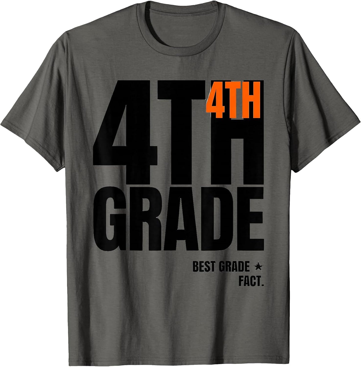 4th Grade Best Grade Fact Fourth Grade Teacher Back T-Shirt - Asphalt Grey