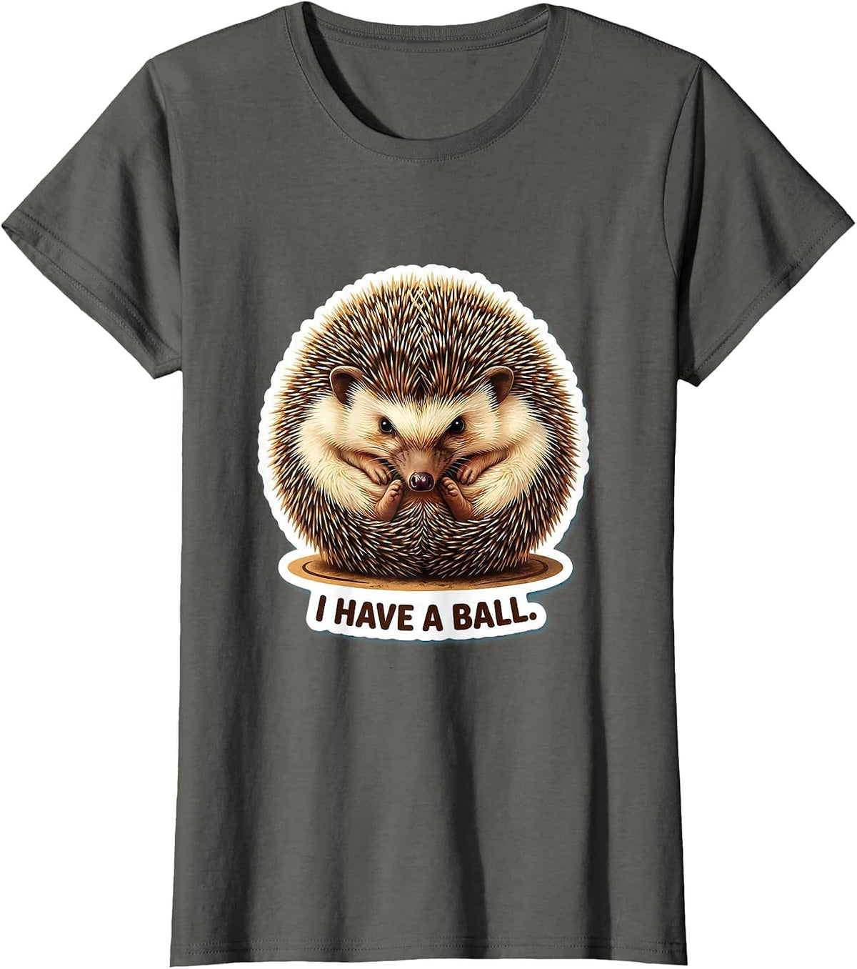 Women's I Have A Ball Cute Hedgehog Pet Lover Animal Humor T-Shirt - Asphalt Grey