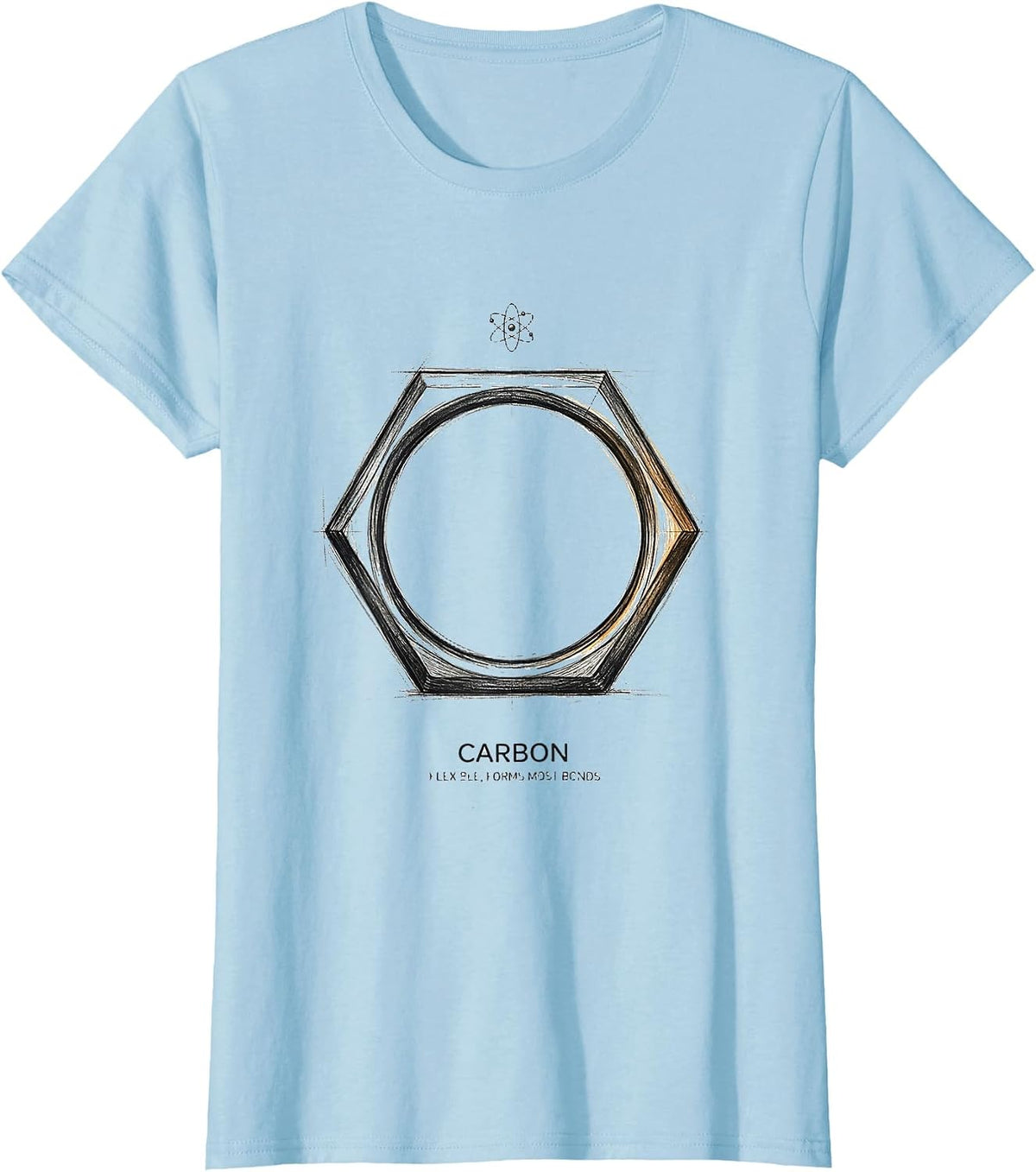 Women's Carbon: Flexible, Forms Most Bonds Funny Chemistry Science T-Shirt - Baby Blue