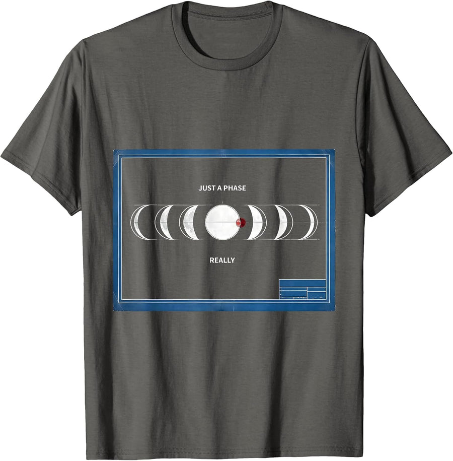 Just A Phase, Really Celestial Astronomy Moon Phases Graphic T-Shirt - Asphalt Grey