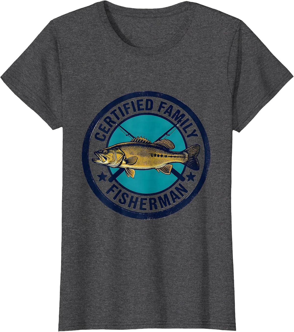 Women's Certified Family Fisherman Funny Fishing Humor Gift T-Shirt - Dark Heather Grey