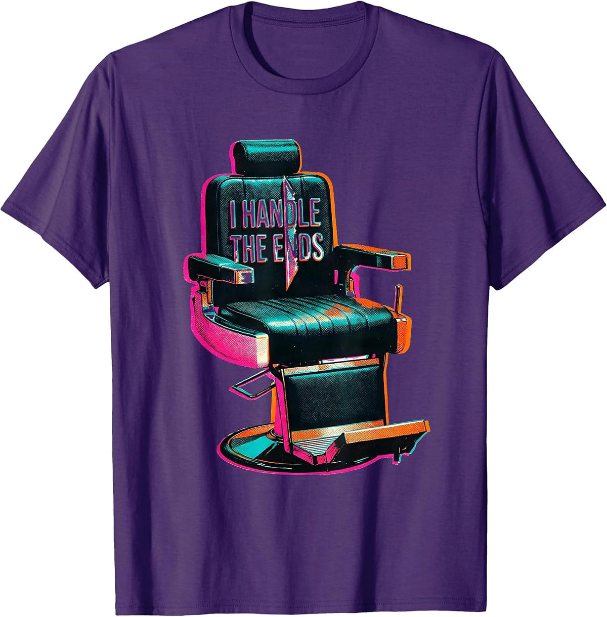 Men's I Handle The Ends Risograph Hairdresser Humor Gift T-Shirt - Purple