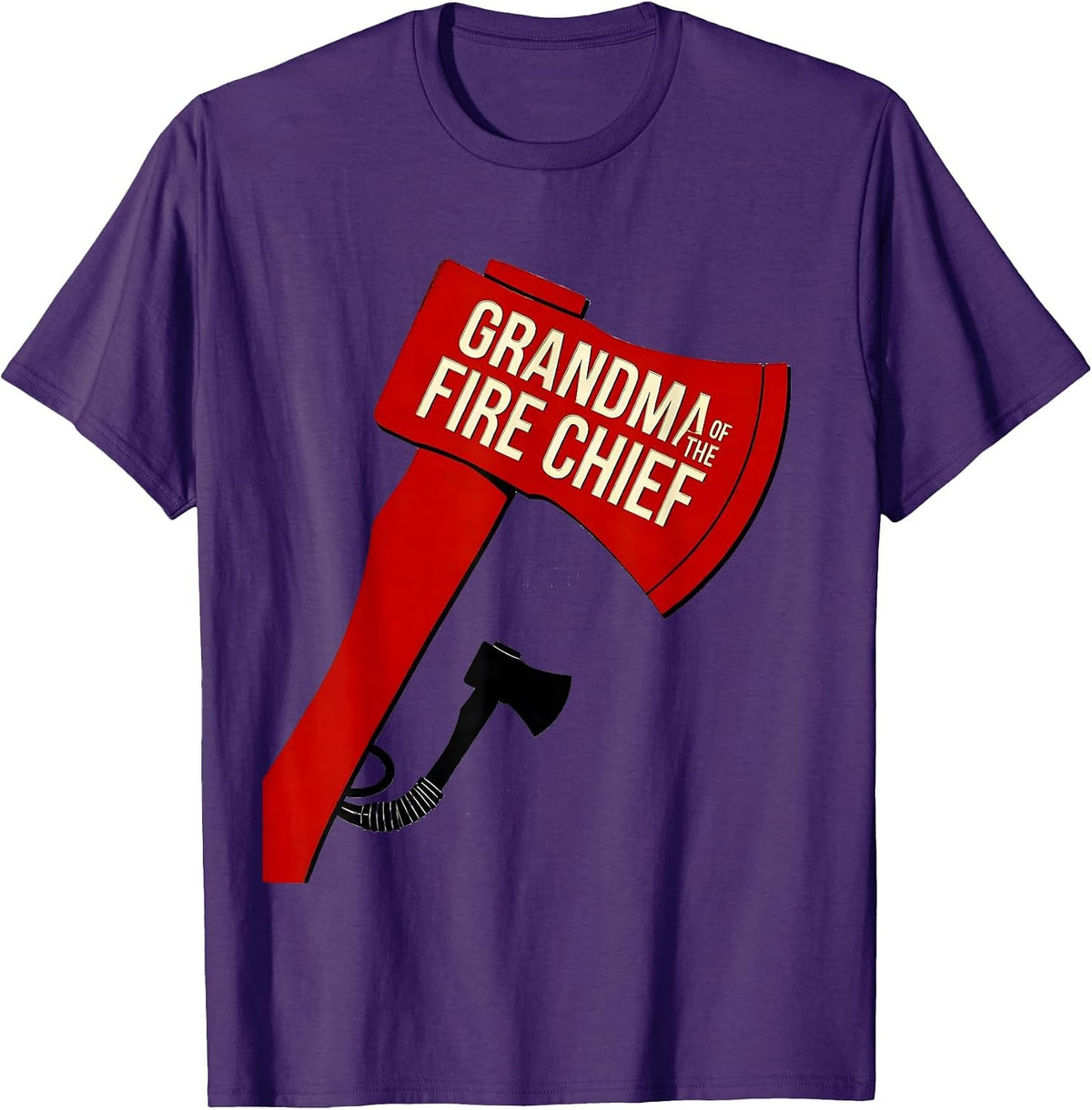 Grandma Of The Fire Chief Stencil Firefighter Birthday Party T-Shirt - Purple