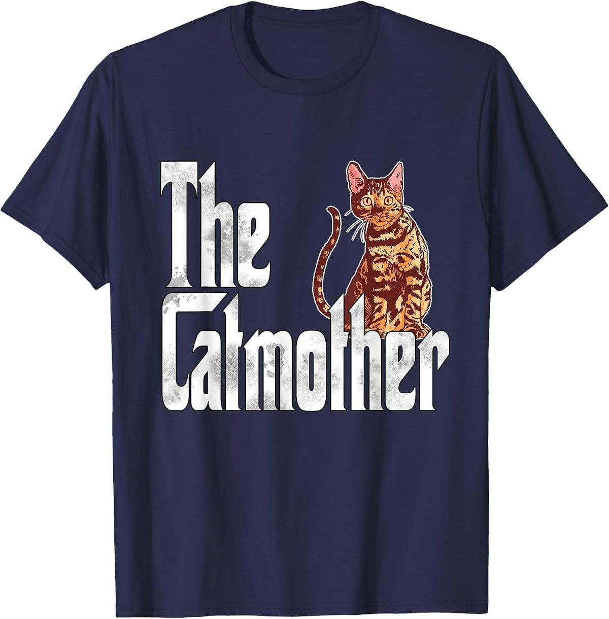 Cat Mom The Catmother Crazy Bengal Cat Mother Kitty Mommy T-Shirt - Navy Blue