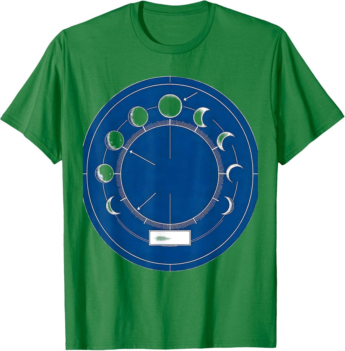 Men's Lunar Disc Phases Celestial Astronomy Teacher T-Shirt - Kelly Green