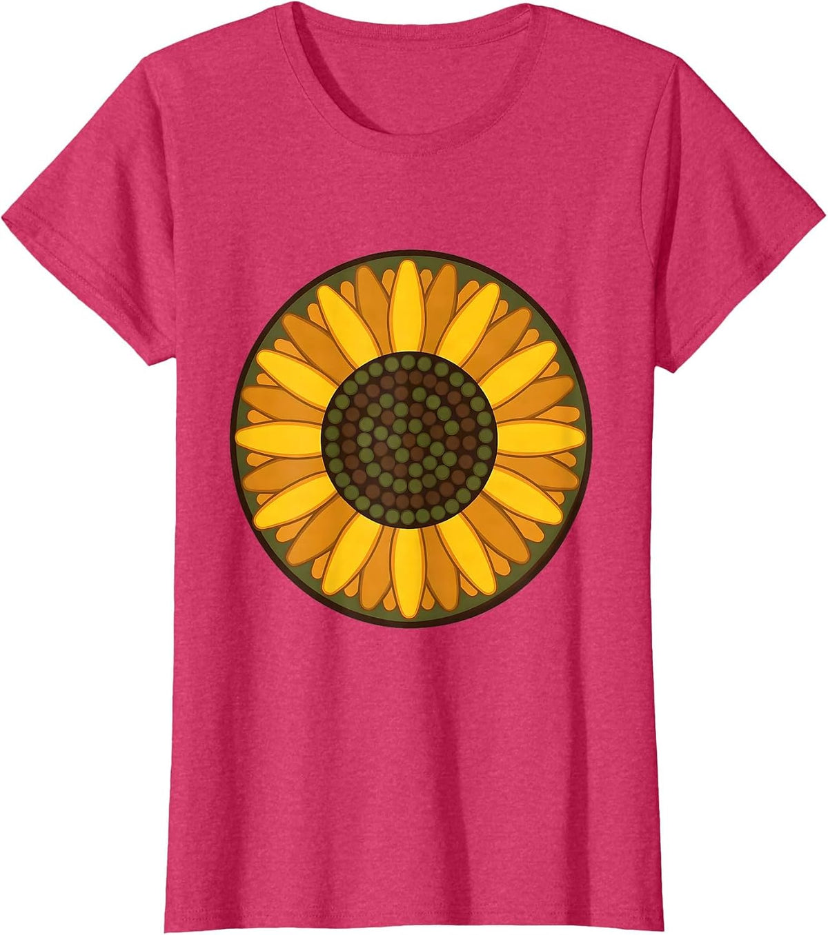 Women's 4th Grade Teacher Sunflower Crayon Art T-Shirt - Red Heather