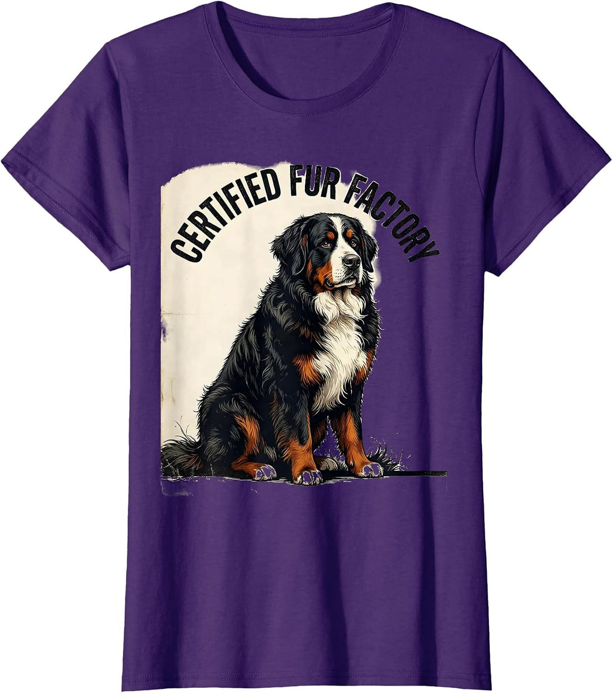 Women's Certified Fur Factory Vintage Bernese Mountain Dog Lover T-Shirt - Purple
