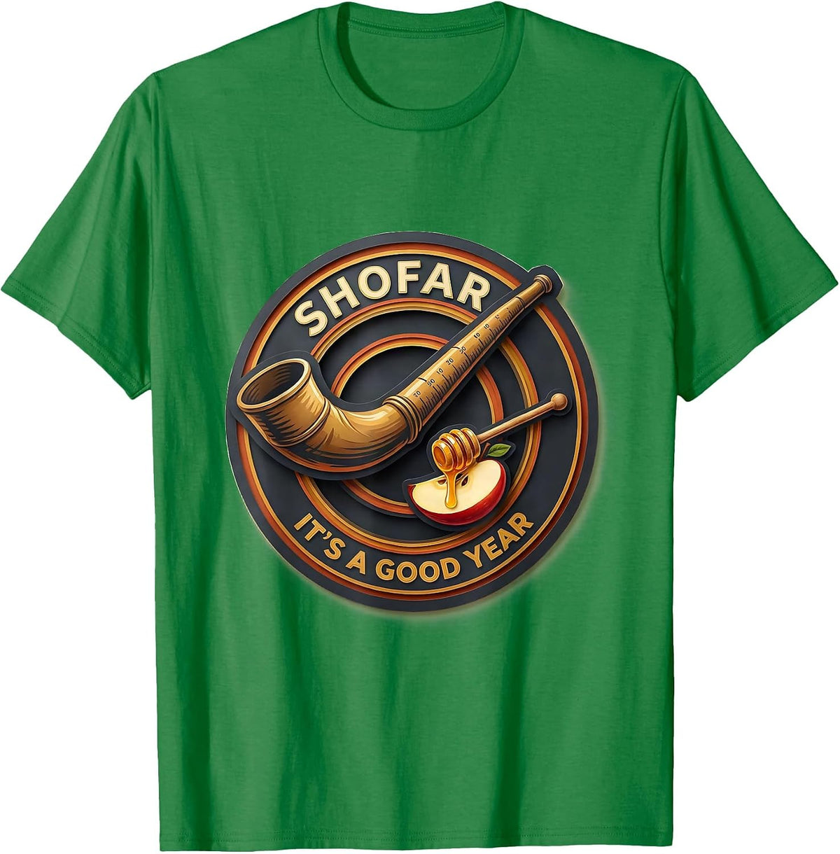 Men's Shofar It's A Good Year Paper Cutout Funny Rosh Hashanah T-Shirt - Kelly Green