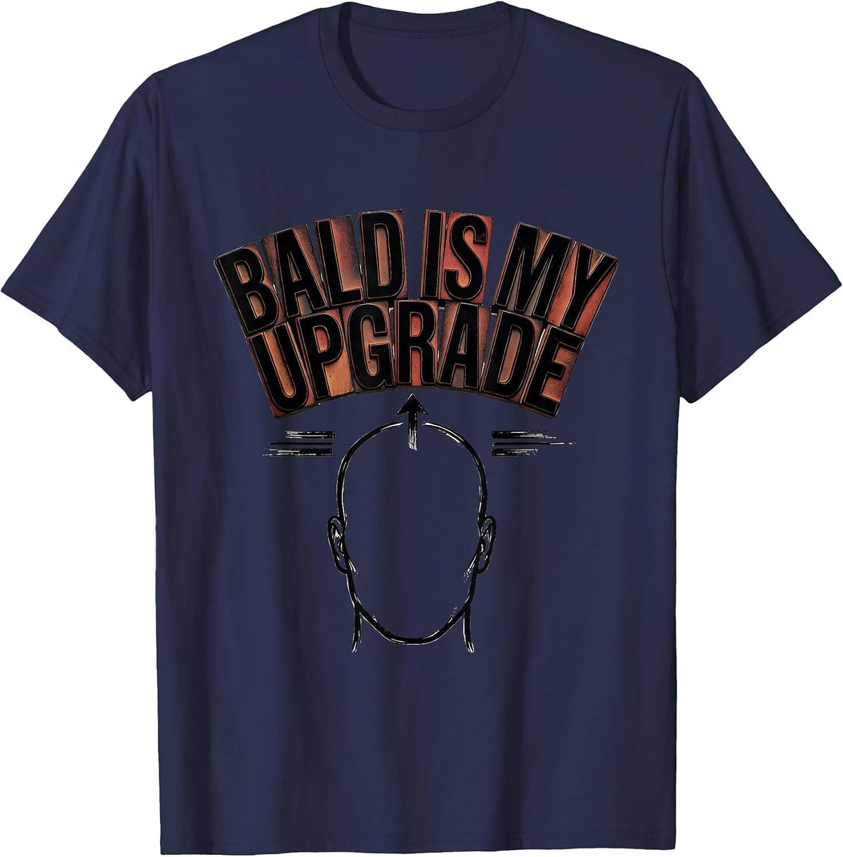 Bald Is My Upgrade Funny Bald Man Barber Gift Humor T-Shirt - Navy Blue