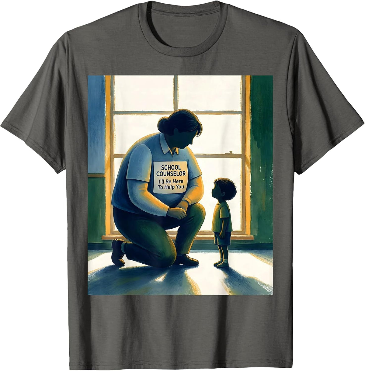 Men's School Counselor I’ll Be Here To Help You Funny T-Shirt - Asphalt Grey