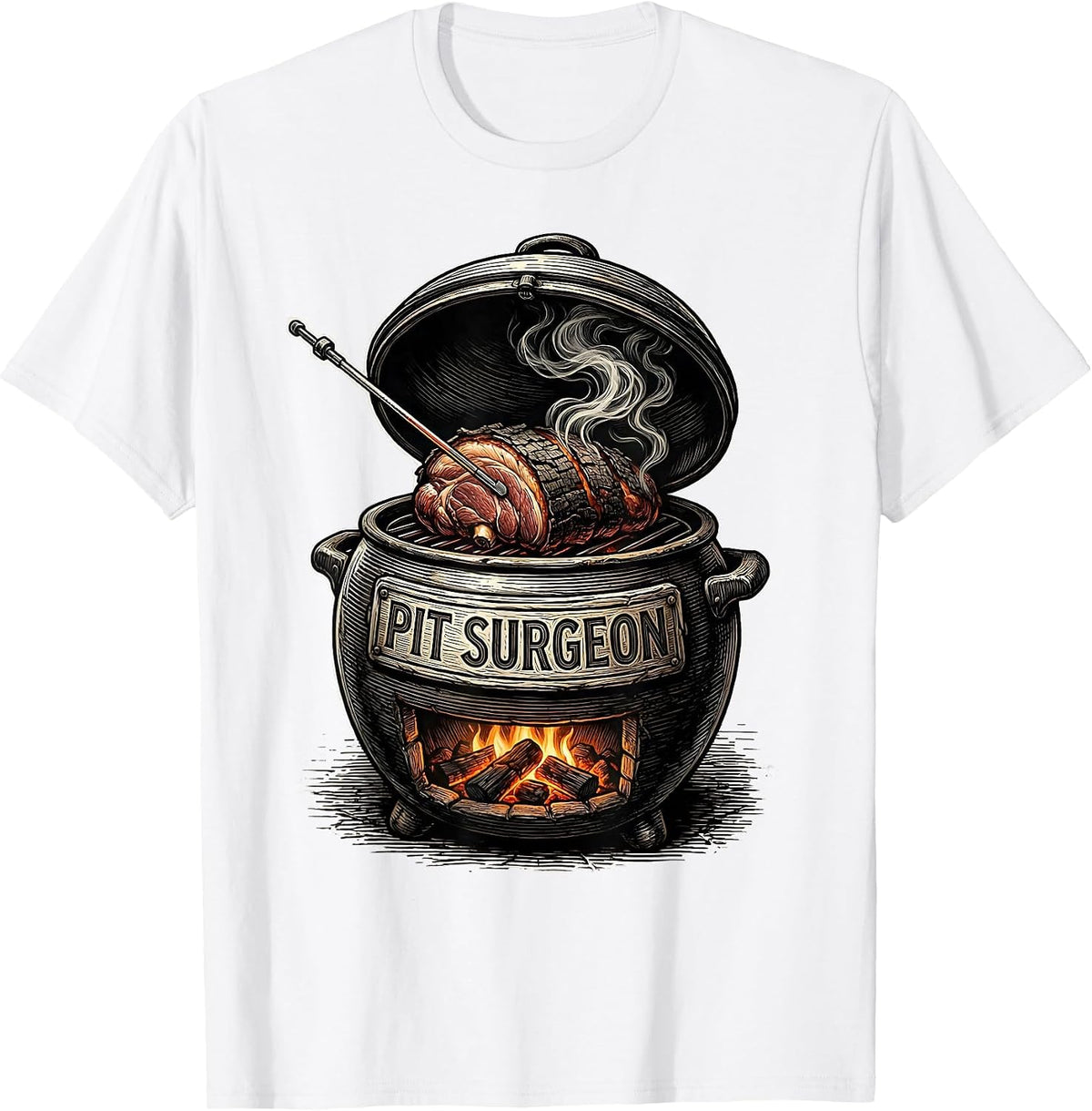 Men's Pit Surgeon Funny BBQ Pitmaster Grilling Dads Gift T-Shirt - White