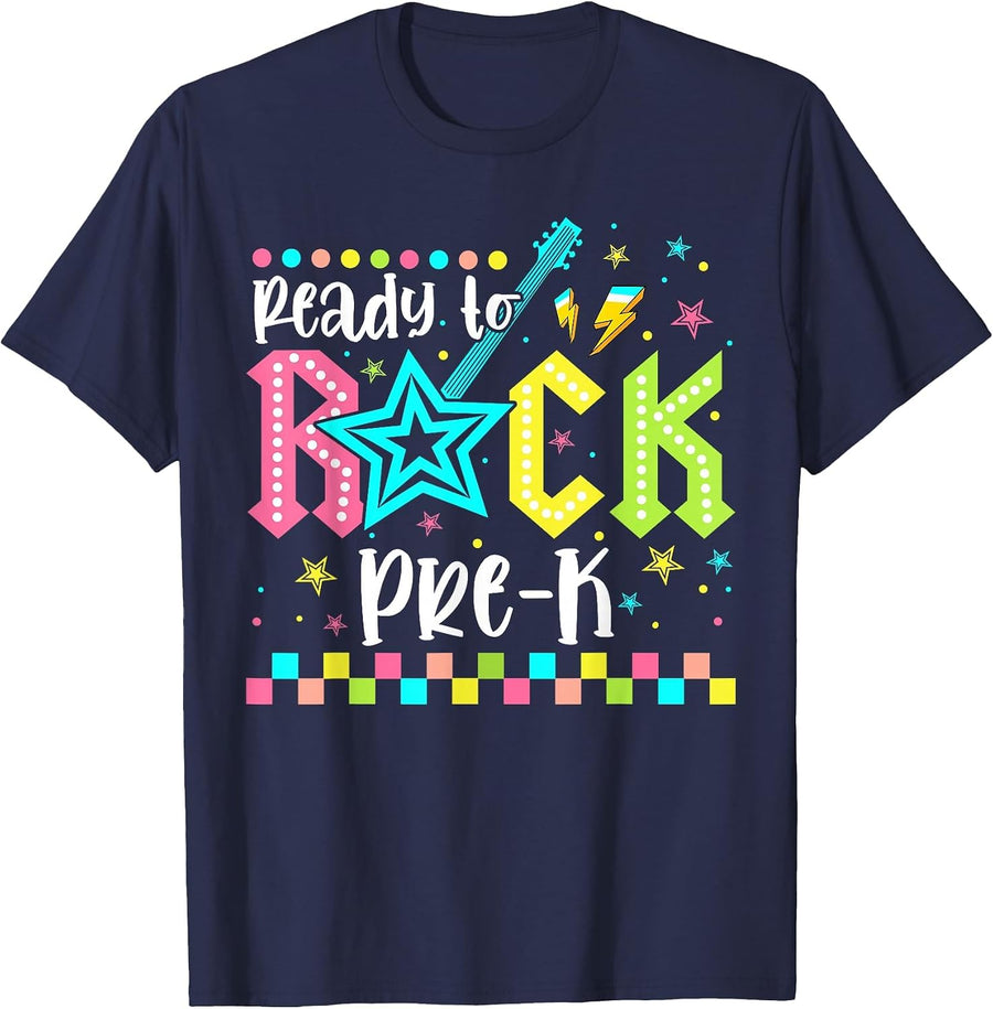 Ready to Rock Pre K Back to School Pre K Boys Kids T-Shirt - Navy Blue