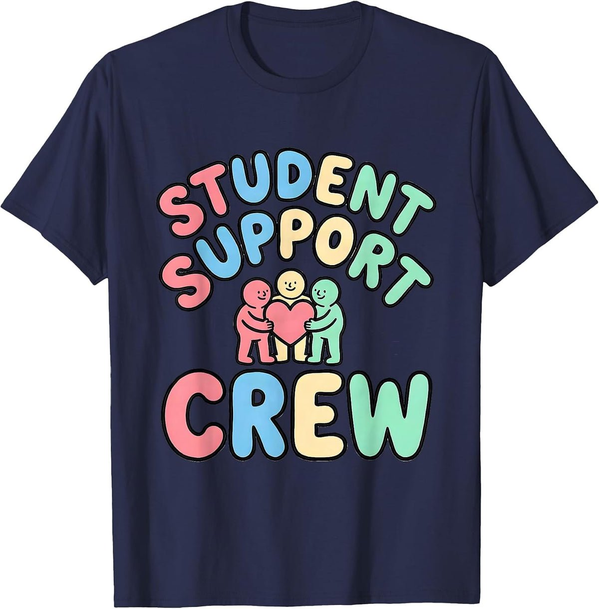 Men's Student Support Crew Playful School Counselor Mental Health T-Shirt - Navy Blue