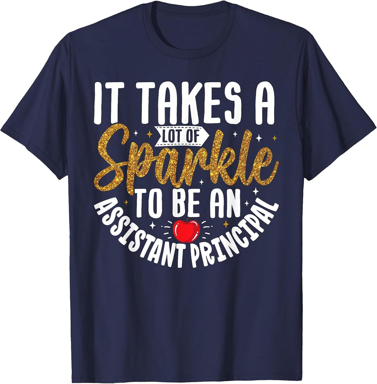 Assistant Principal Sparkle Back to School Appreciation T-Shirt - Navy Blue