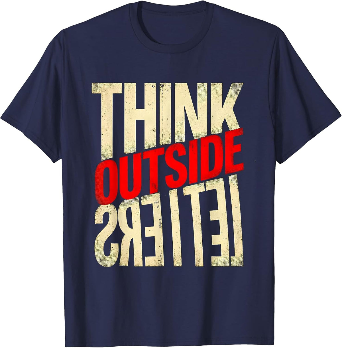 Men's Think Outside the Letters Dyslexia Awareness Design T-Shirt - Navy Blue