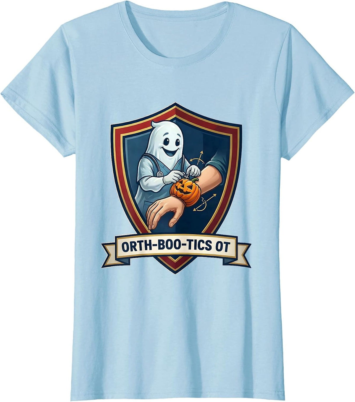 Orth-BOO-tics OT Ghost Occupational Therapist Halloween T-Shirt - Baby Blue
