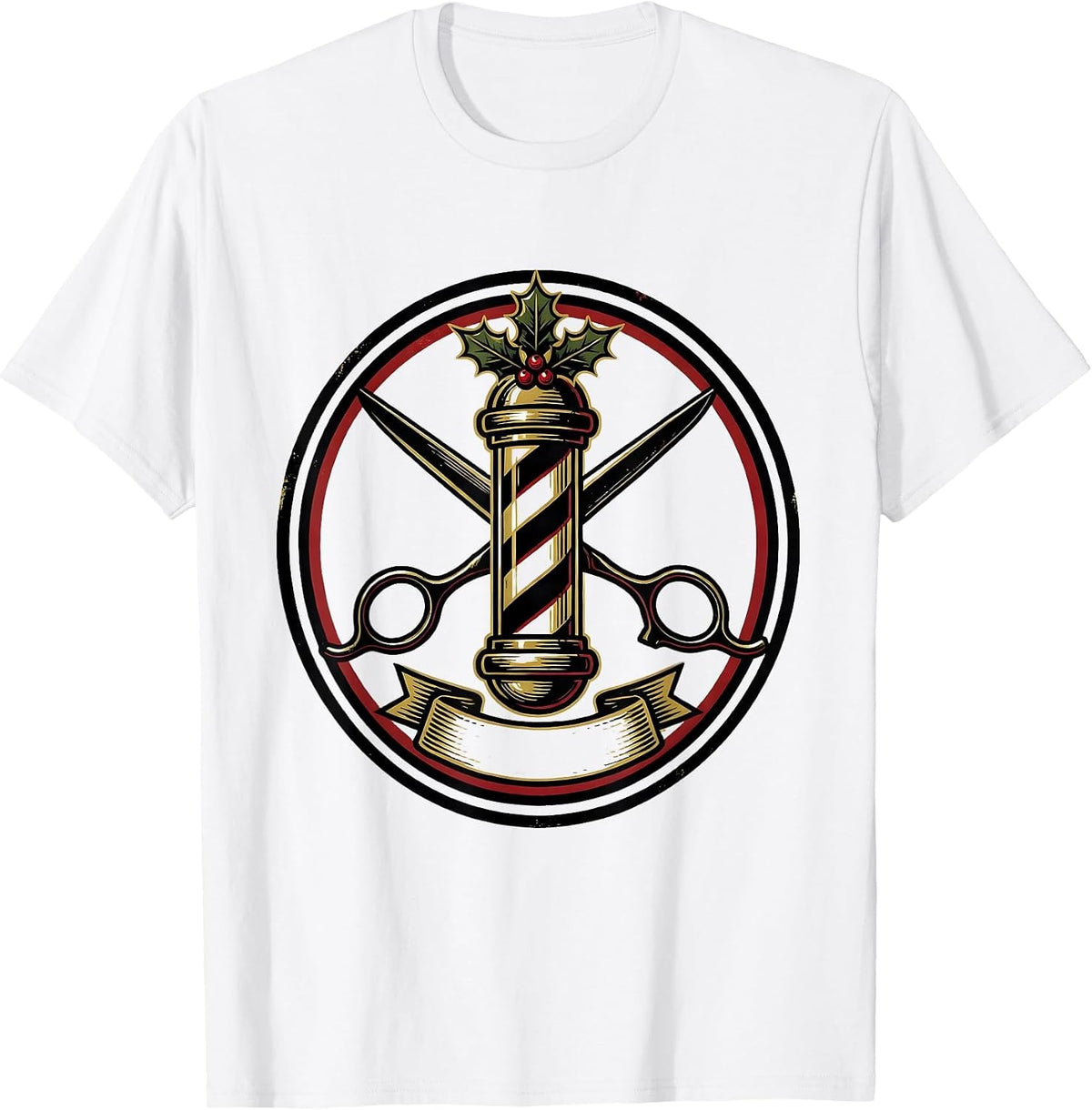Men's Barber Pole Emblem Vintage Humor Gift for Barbers T-Shirt - White