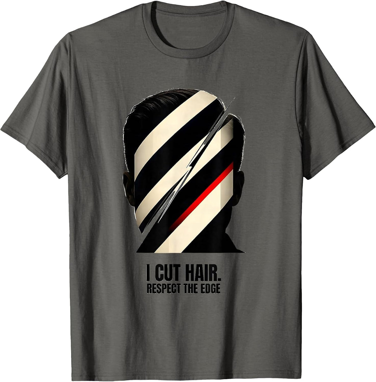 Men's I Cut Hair Respect The Edge Funny Barber Hairstylist Gift T-Shirt - Asphalt Grey
