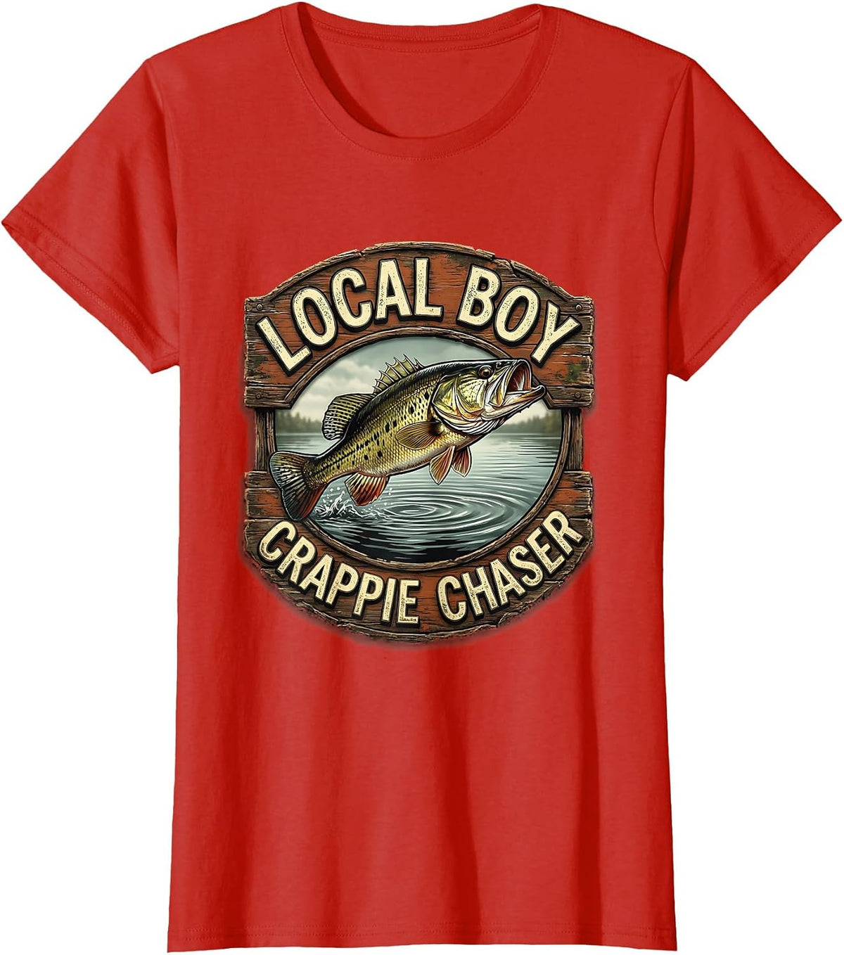 Local Boy Crappie Chaser Vintage Design T-Shirt - Red