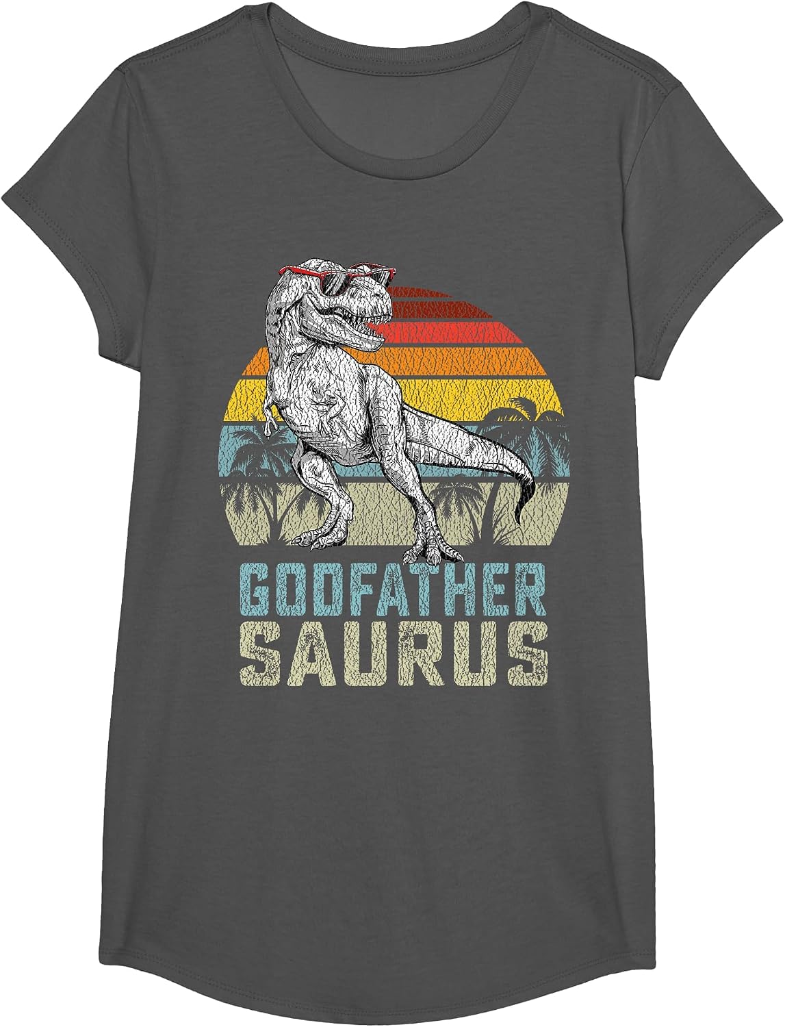 Godfathersaurus T Rex Dinosaur Godfather Saurus Family T-Shirt - Girls Asphalt Grey