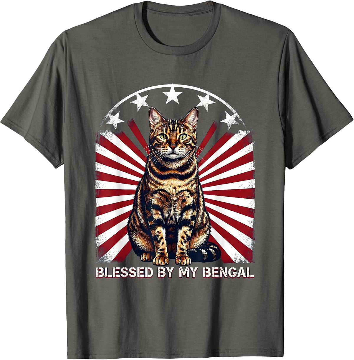 Blessed by My Bengal Cat Lover Design T-Shirt - Asphalt Grey