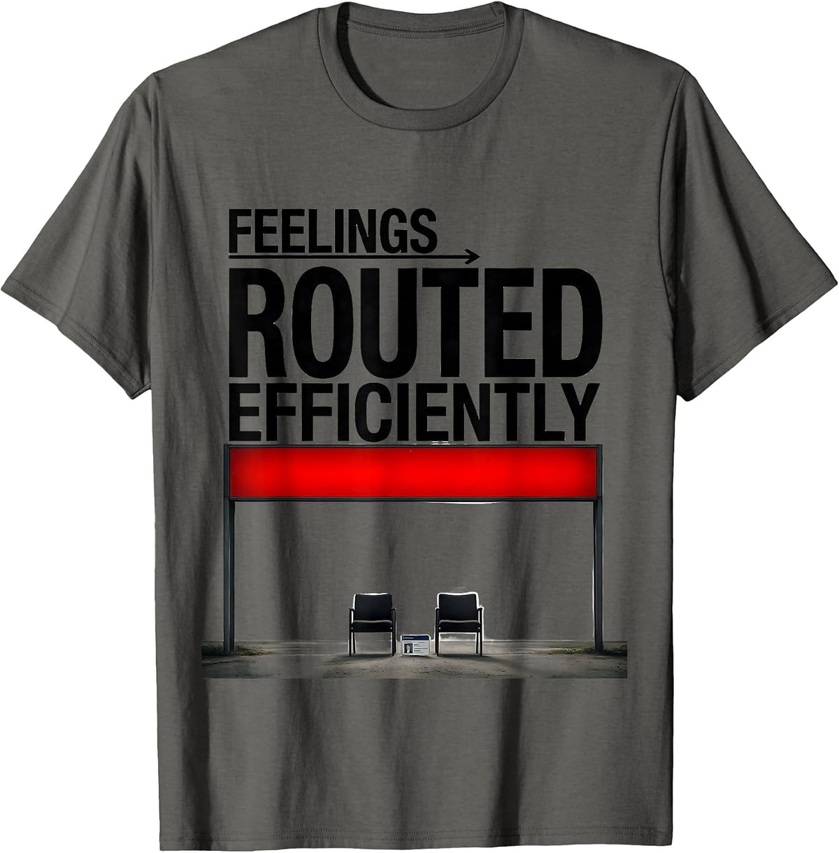 Men's Feelings, Routed Efficiently Groovy Retro School Counselor T-Shirt - Asphalt Grey