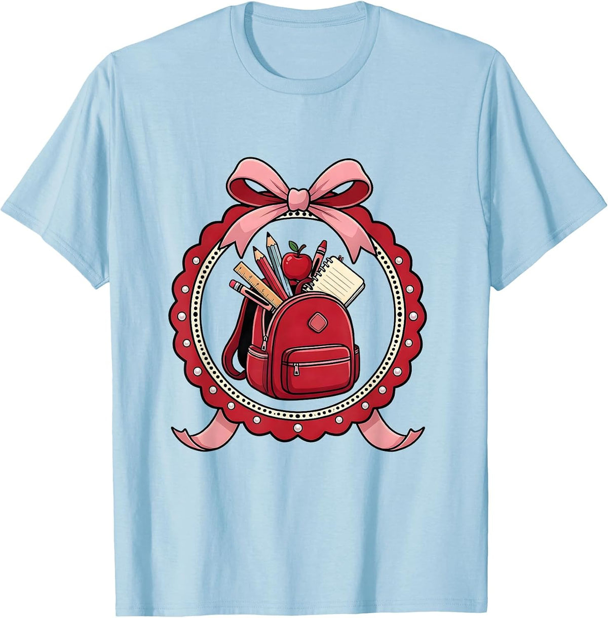 Men's Elementary Teacher Overflowing Backpack Graphic T-Shirt - Baby Blue