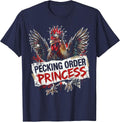 Pecking Order Princess Chicken Design for Women T-Shirt - Navy Blue