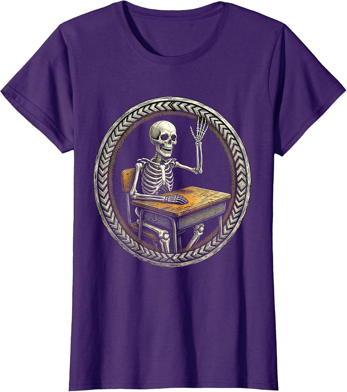 Women's Skeleton Student Halloween Teacher Design T-Shirt - Purple