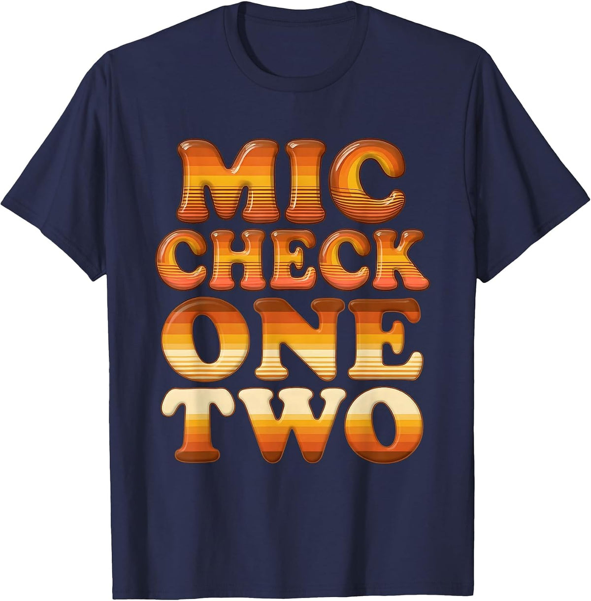 Men's Mic Check One Two Hip Hop Graphic Design T-Shirt - Navy Blue