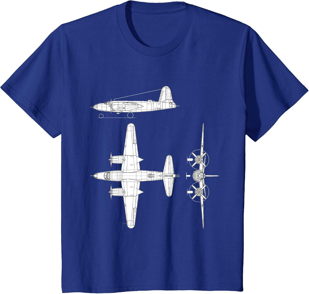 Martin B-26 Marauder WW2 Bomber Airplane Blueprint T-Shirt - Royal Blue