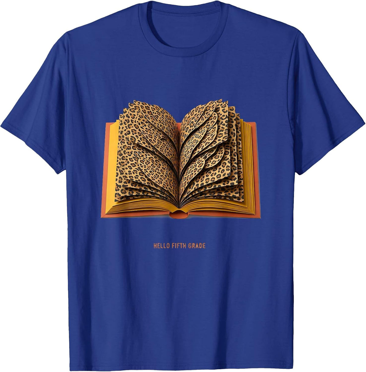 Men's Hello Fifth Grade Leopard Teacher Student Back To School T-Shirt - Royal Blue