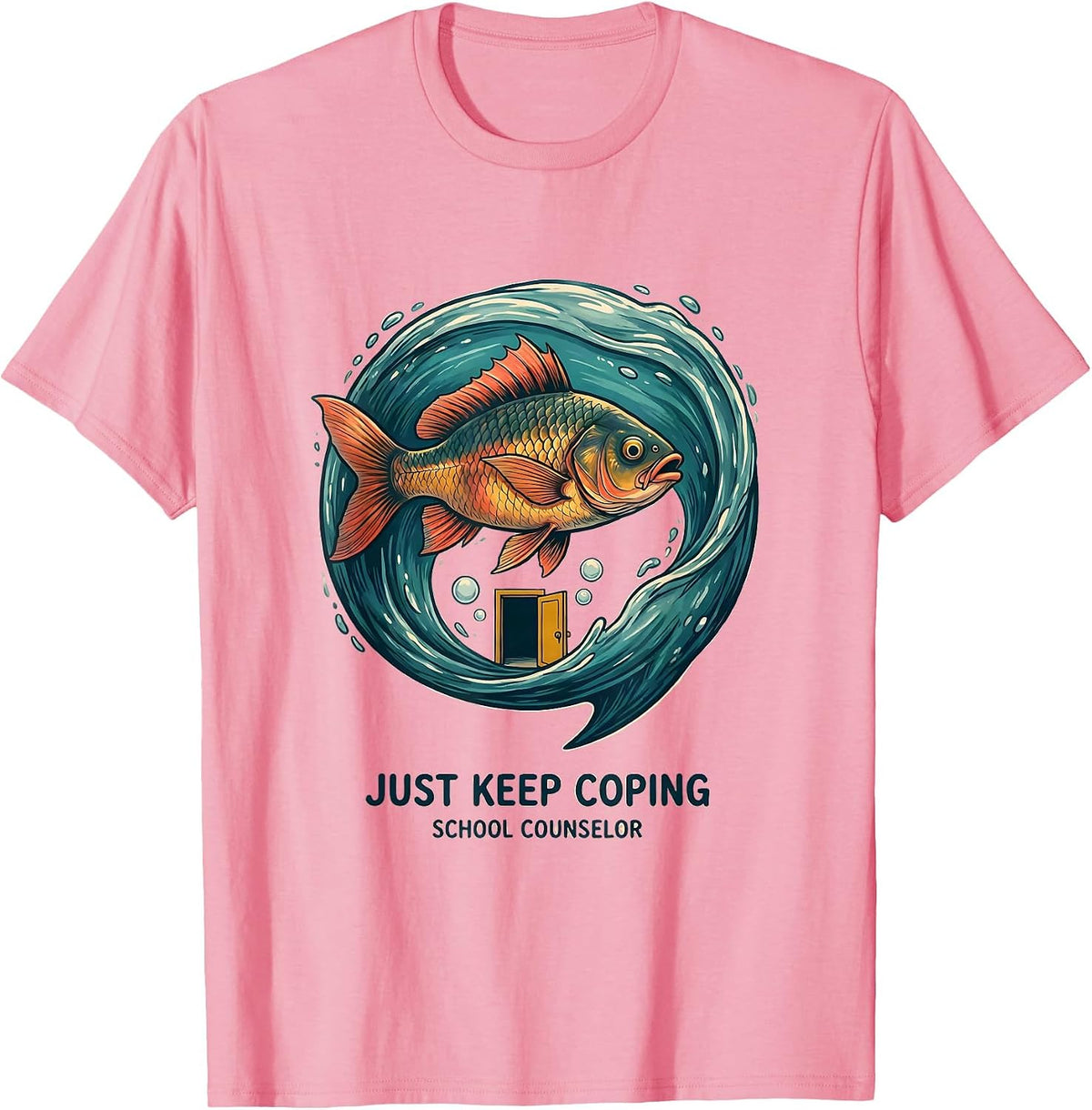 Men's Just Keep Coping School Counselor Funny Appreciation Gift T-Shirt - Pink