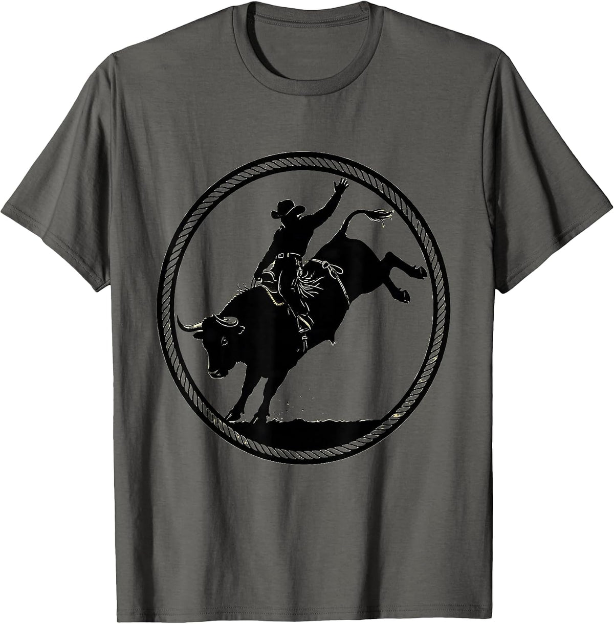 Men's 90s Country Rodeo Bull Riding Graphic T-Shirt - Asphalt Grey