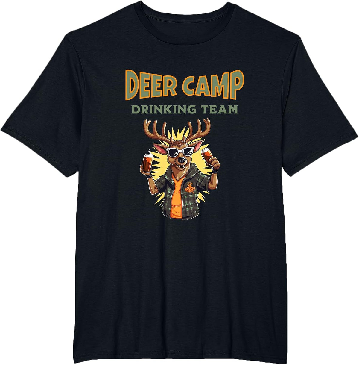 Deer Camp Drinking Team - Fun for Buck Hunters Deer Hunting T-Shirt - Black