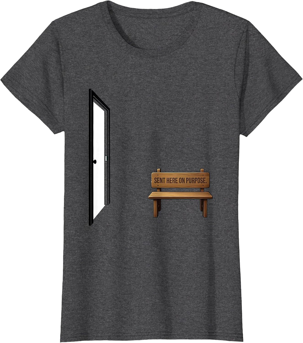 Women's Sent Here On Purpose Minimalist School Counselor Back T-Shirt - Dark Heather Grey